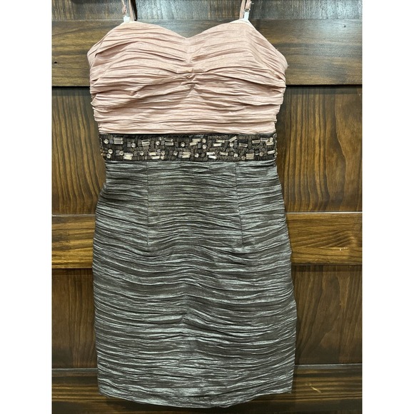 Morgan & Co Dress‎ Women 3/4 Pink Brown Mini Dress Removable Straps Colorblock - Picture 1 of 12
